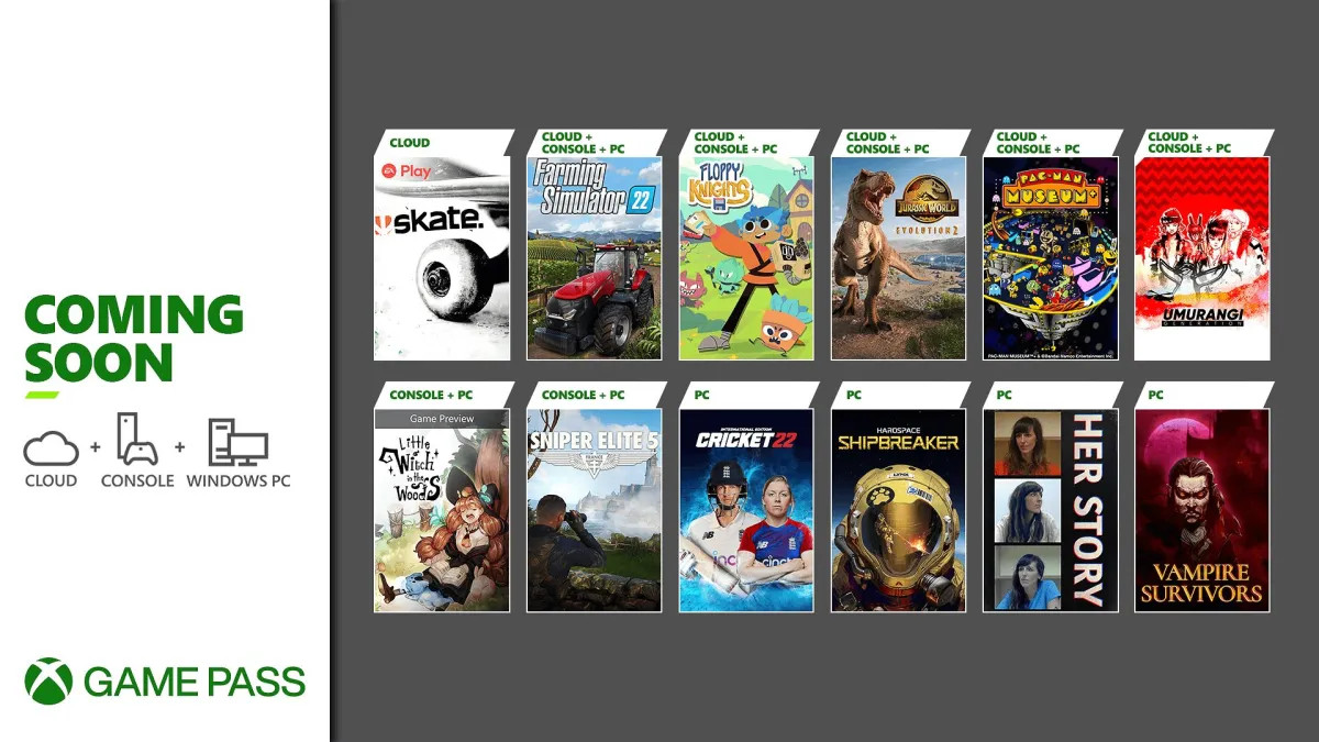 Próximas novidades do Xbox Game Pass incluem dois grandes jogos e Day One  Chegando hoje - Canal do Xbox
